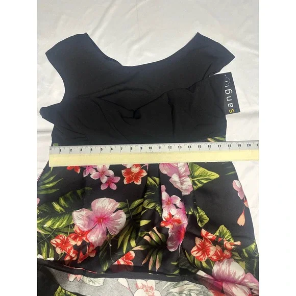 Sangria Black Floral Fit & Flare Dress Sleeveless Party Cocktail Size 16 NWT - Picture 8 of 9
